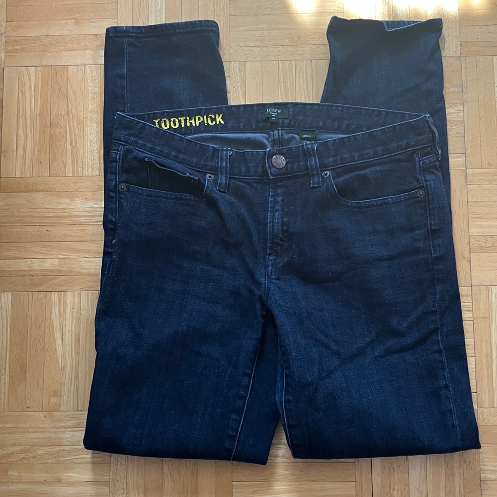 J Crew jeans toothpick dark blue stretch denim  skinny sz 30 EUC
